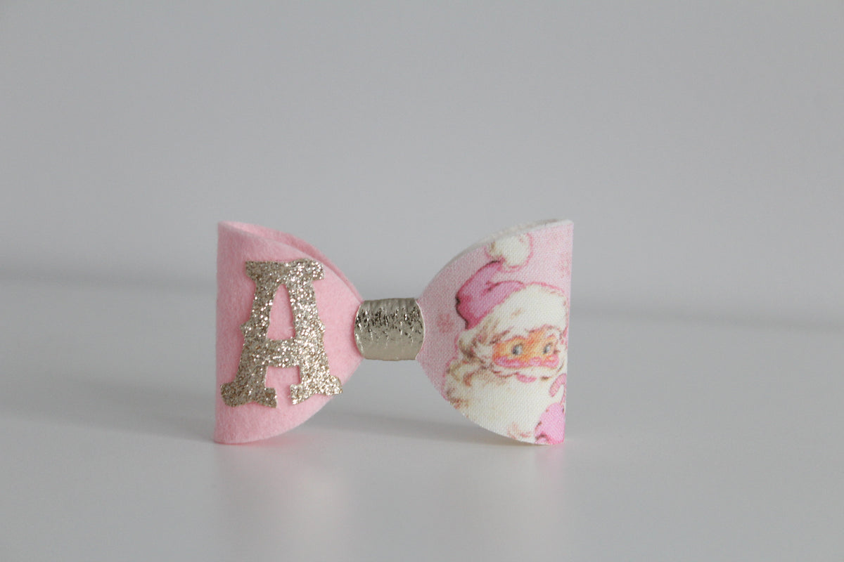 Pink Santa claus bow | Clip or bobble
