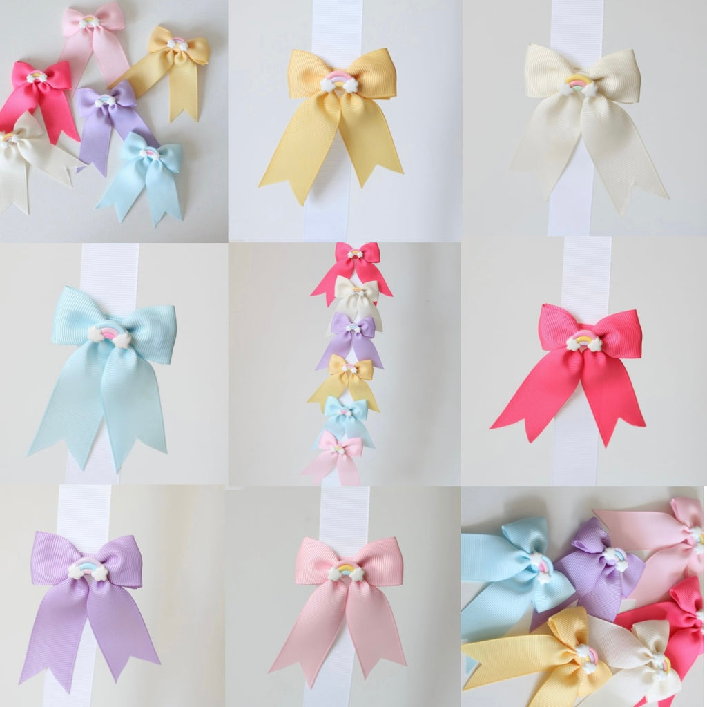Rainbow long tail pinch bows | 6 colours | Clip or bobble