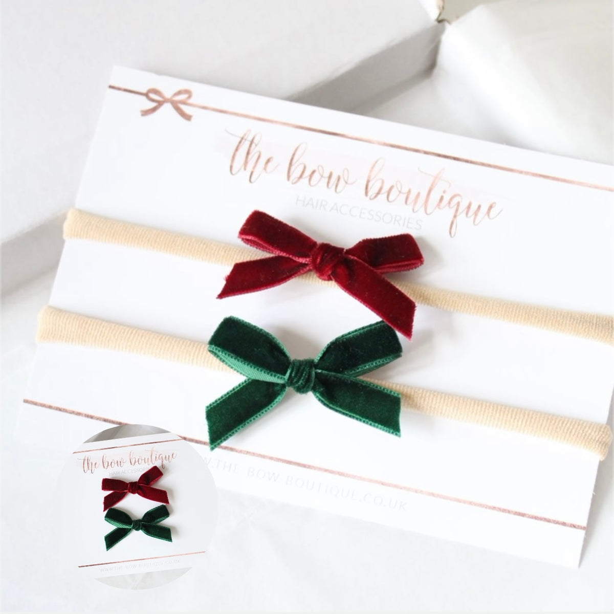 Christmas velvet set | Clips or headbands