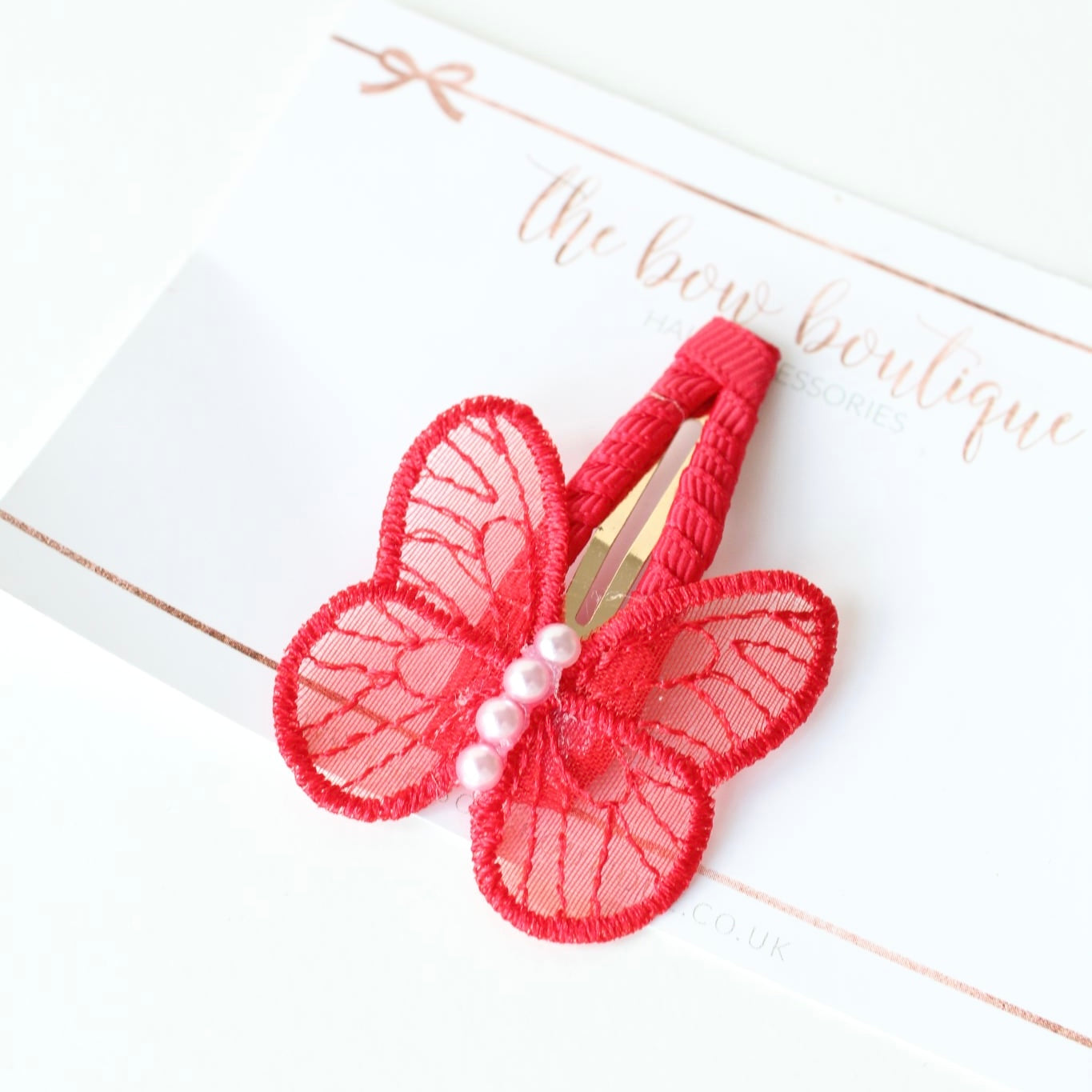 Delicate pearl butterfly snappy clips | 9 colours