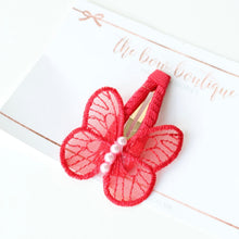 Load image into Gallery viewer, Delicate pearl butterfly snappy clips | 9 colours