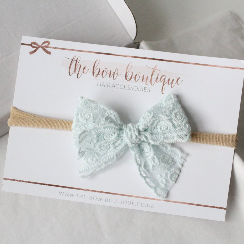 Soft blue Lace bow | Clip or headband
