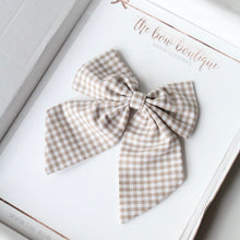 Load image into Gallery viewer, Beige gingham Signature Bow