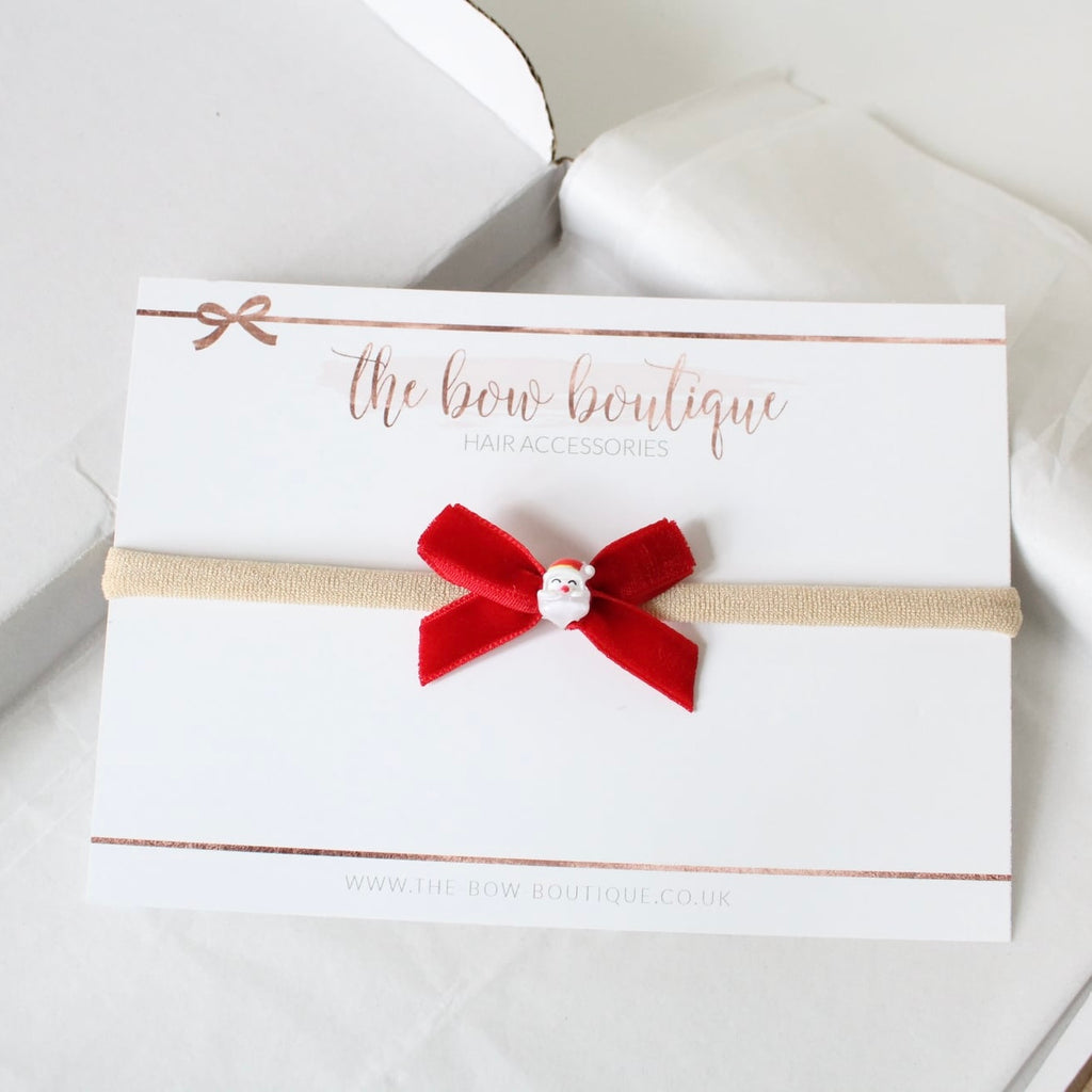Mini velvet christmas bow | Clip or headband