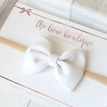 Load image into Gallery viewer, Cottage linen bow | 13 Colours | Clip or headband