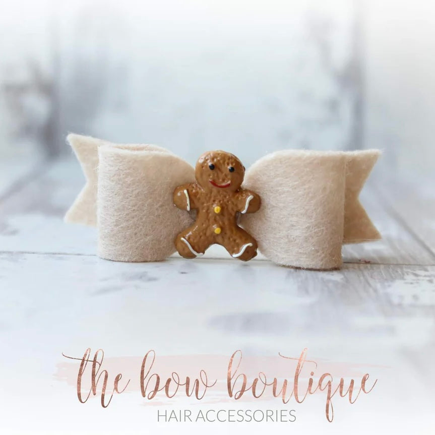 Gingerbread man bow | Clip or headband