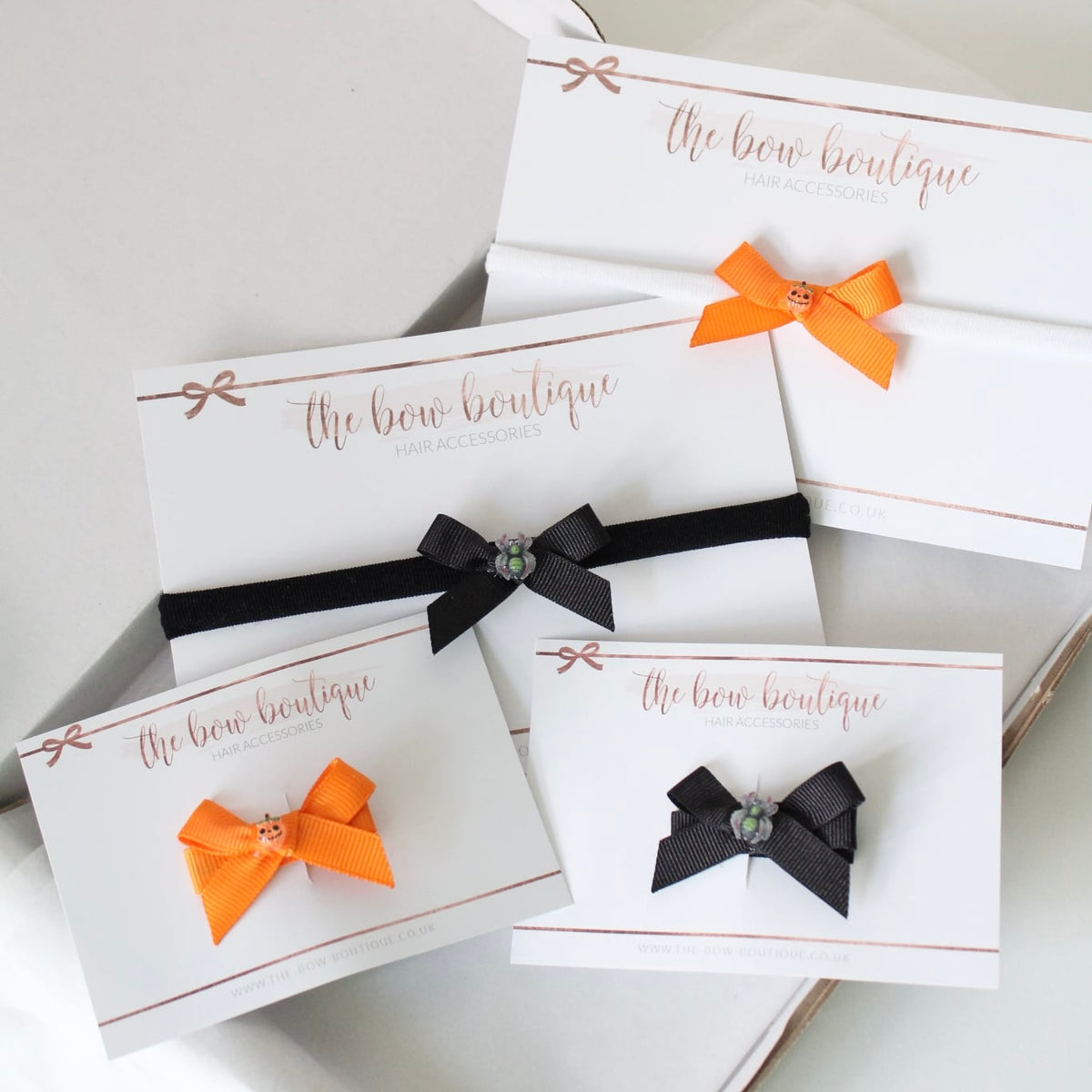 Hand tied halloween ribbon bows | Clips or headbands