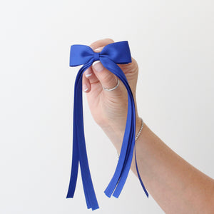 Royal blue tail pinch ribbon bows - 2 sizes