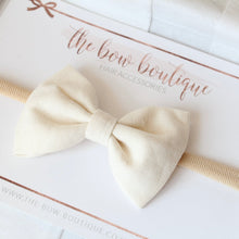 Load image into Gallery viewer, Cottage linen bow | 13 Colours | Clip or headband