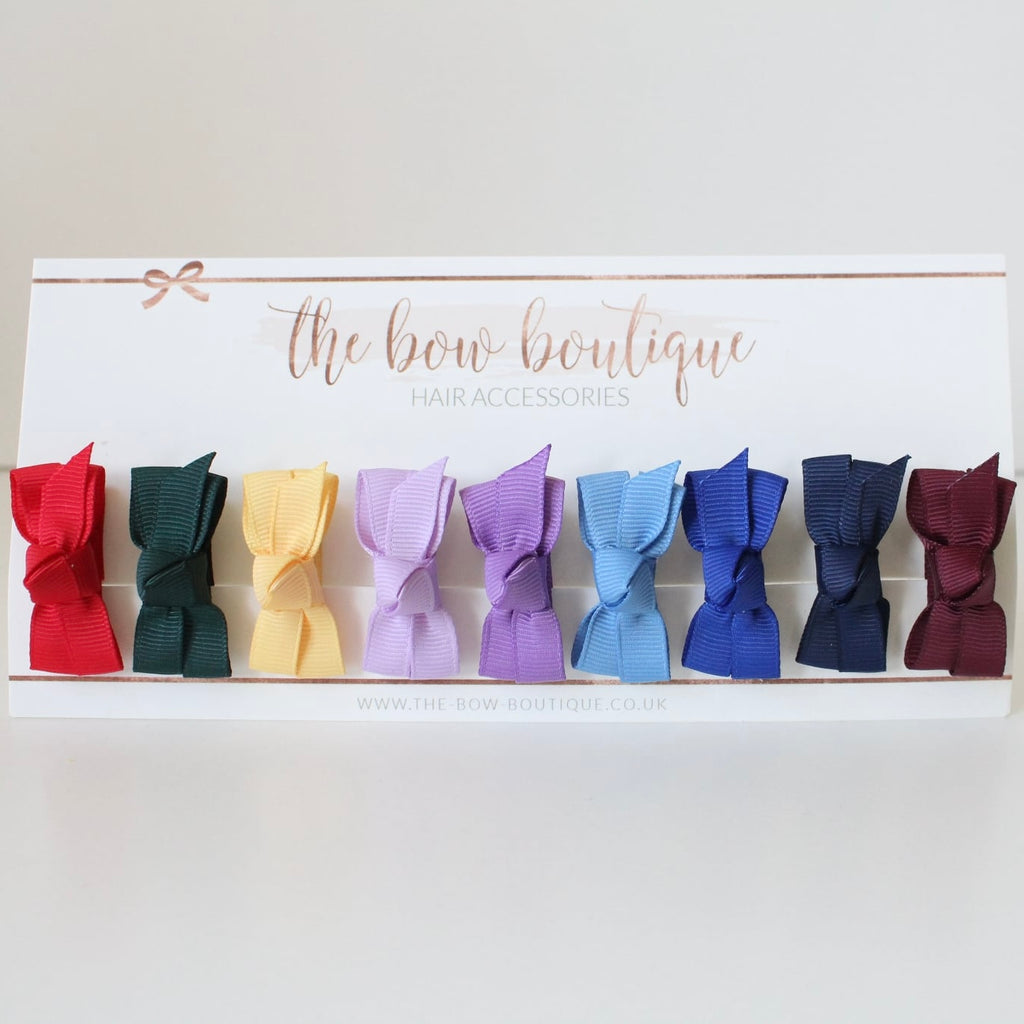 School solid colour mini bow clips | 9 Colours
