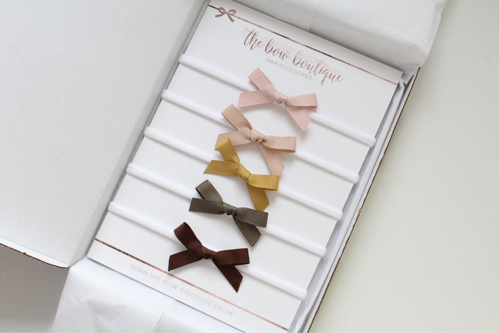 Hand tied autumn ribbon bow headband set