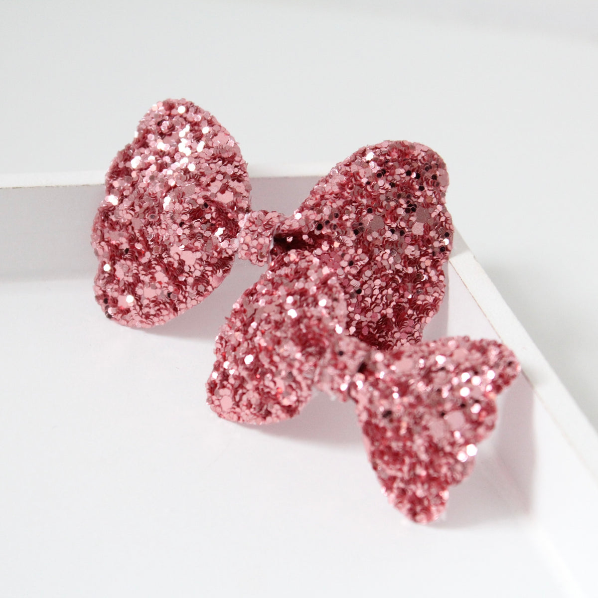 Blush scalloped glitter bow | Clip or headband