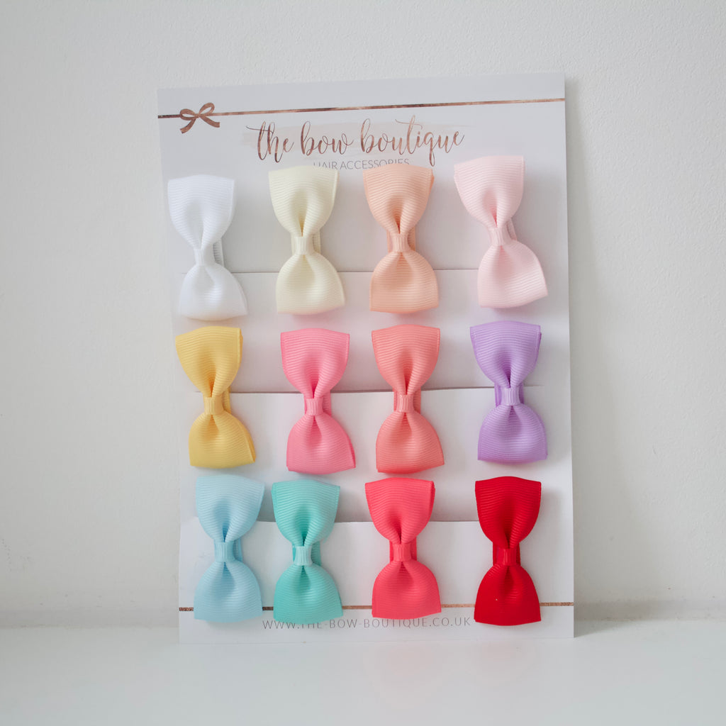 Summer set of 12 pinch bows |Standard size | Clips or bobbles.