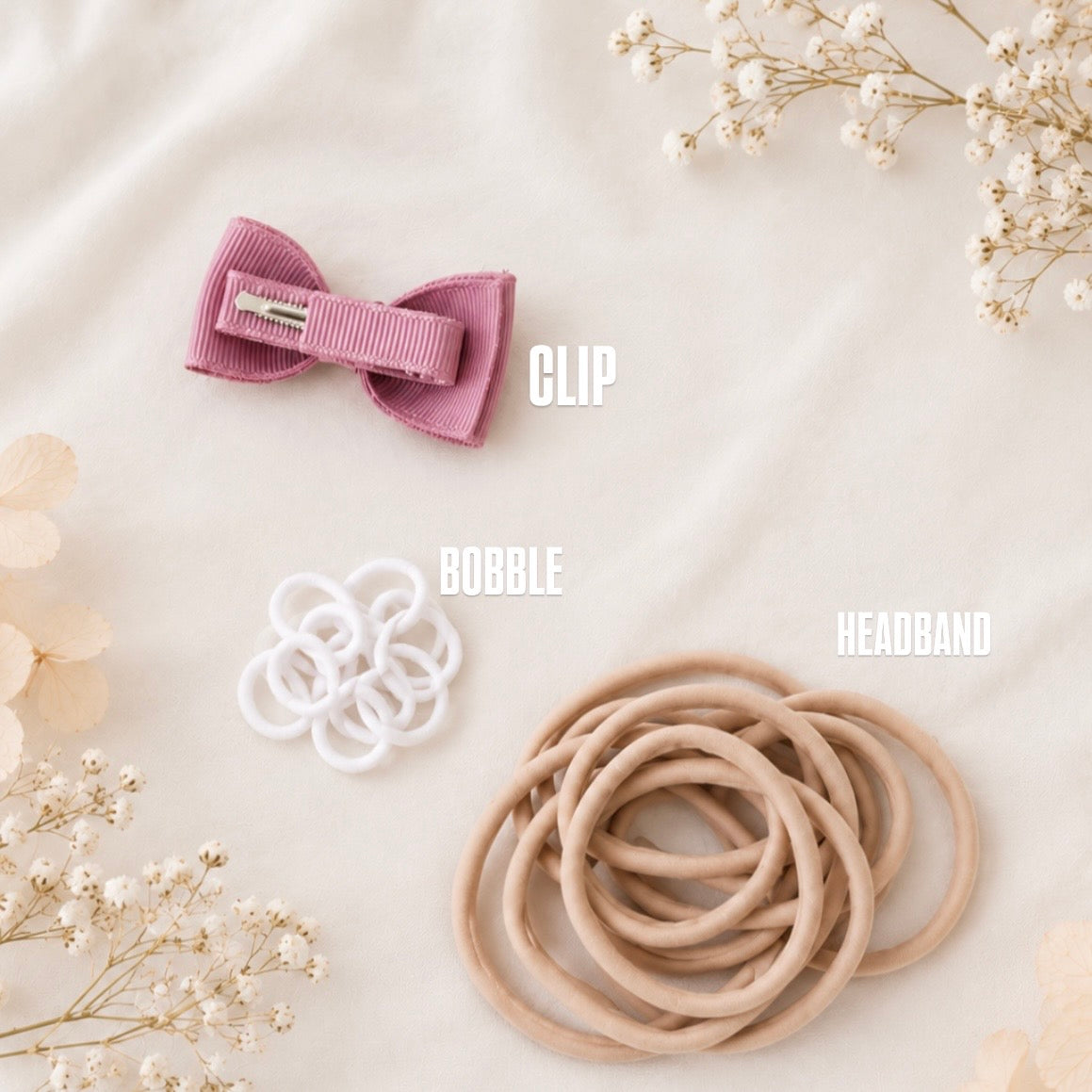 Cottage linen bow | 3 Sizes | 13 Colours | Clip, headband or bobble