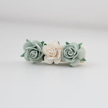 Load image into Gallery viewer, Delicate sage &amp; cream daisy flowers - Clip or headband