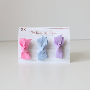Mini bow set of 3 - Pink, blue & lilac
