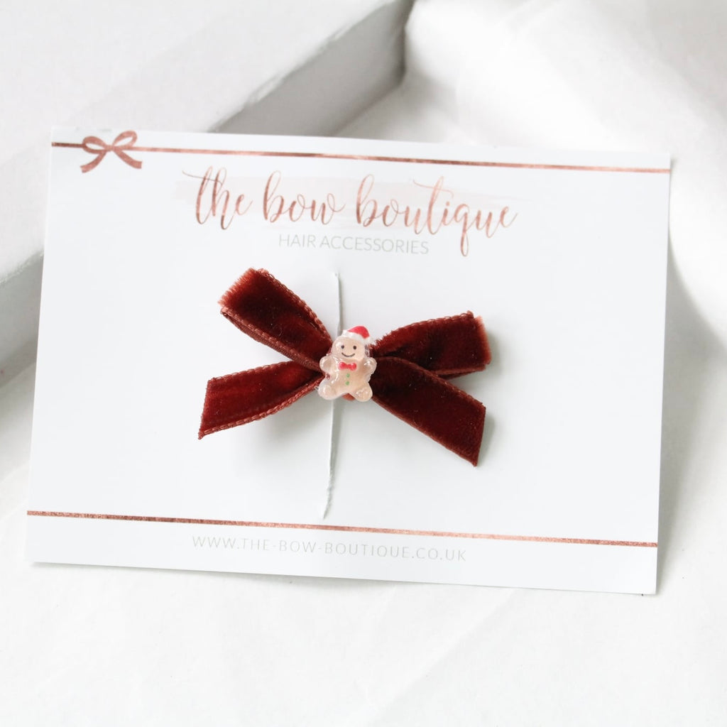 Mini velvet christmas bow | Clip or headband
