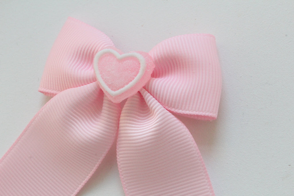 Sugar heart tail ribbon bows | Clip or bobble