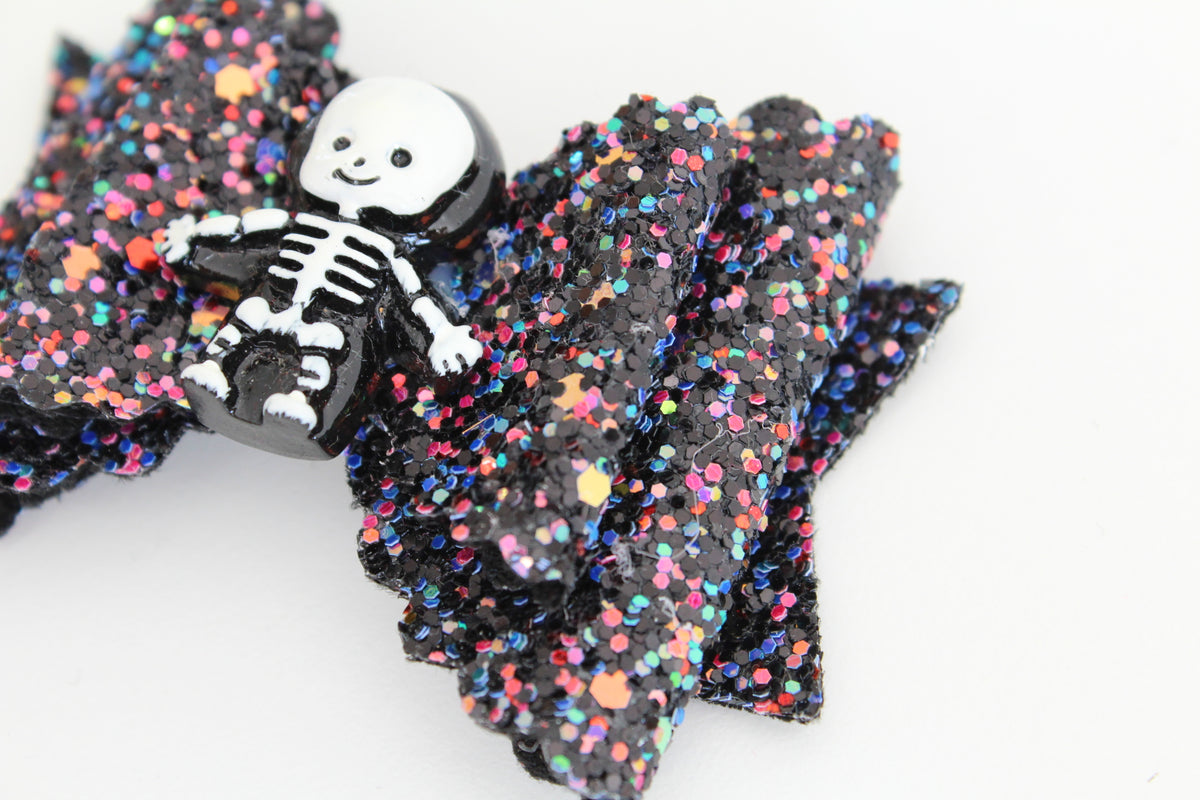 Halloween large skeleton bows - Clip or headband