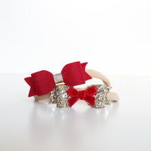 Load image into Gallery viewer, Christmas red &amp; gold set - Clip or headband