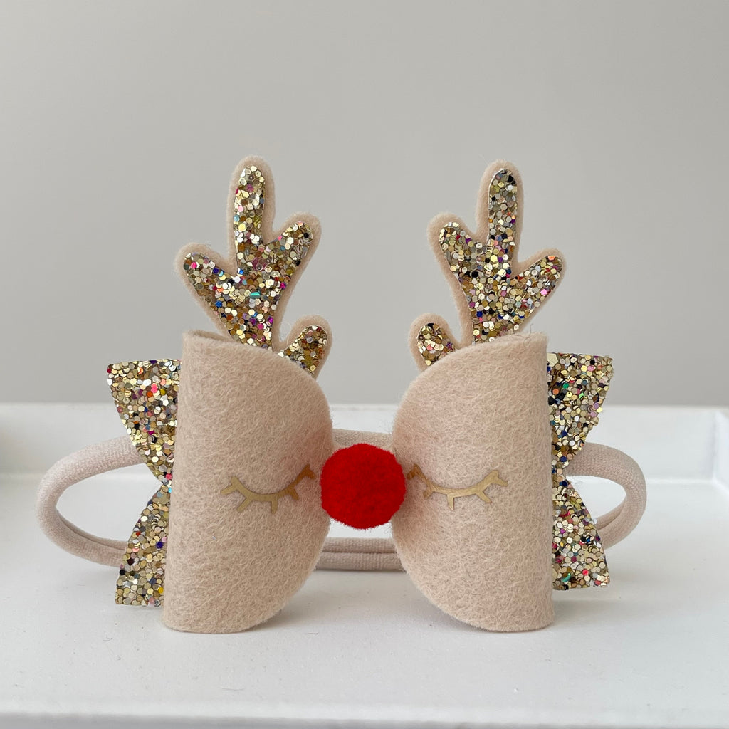 Christmas reindeer bows | Clip or headband