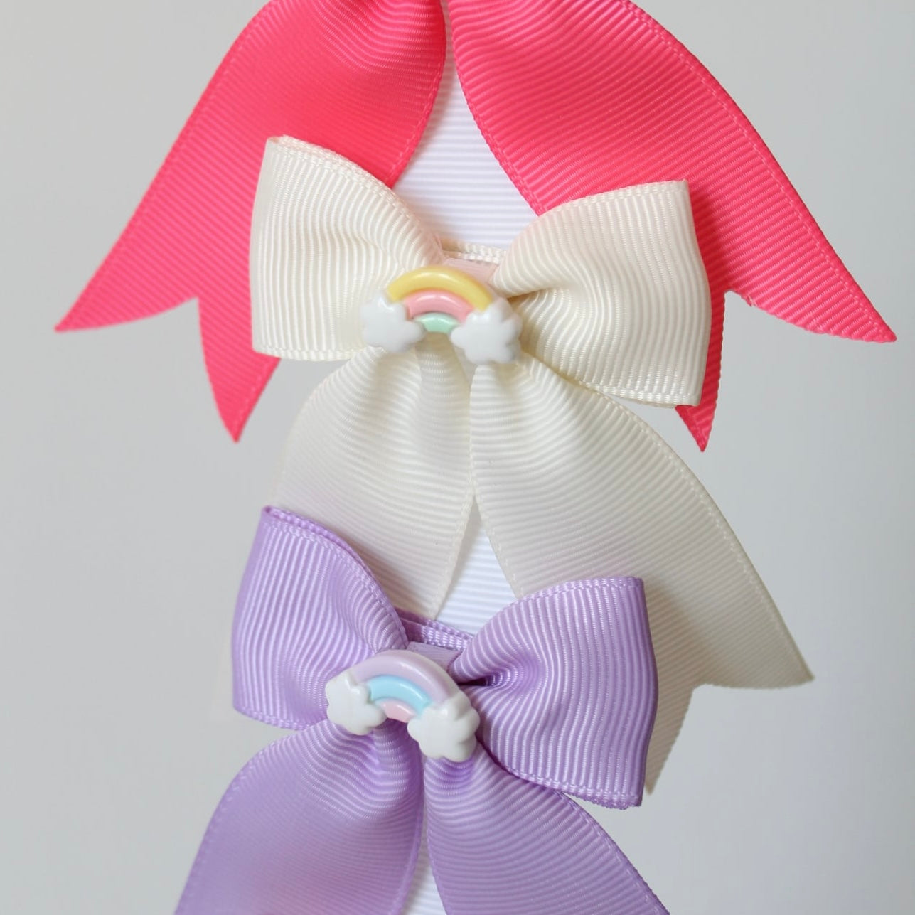 Rainbow long tail pinch bows | 6 colours | Clip or bobble