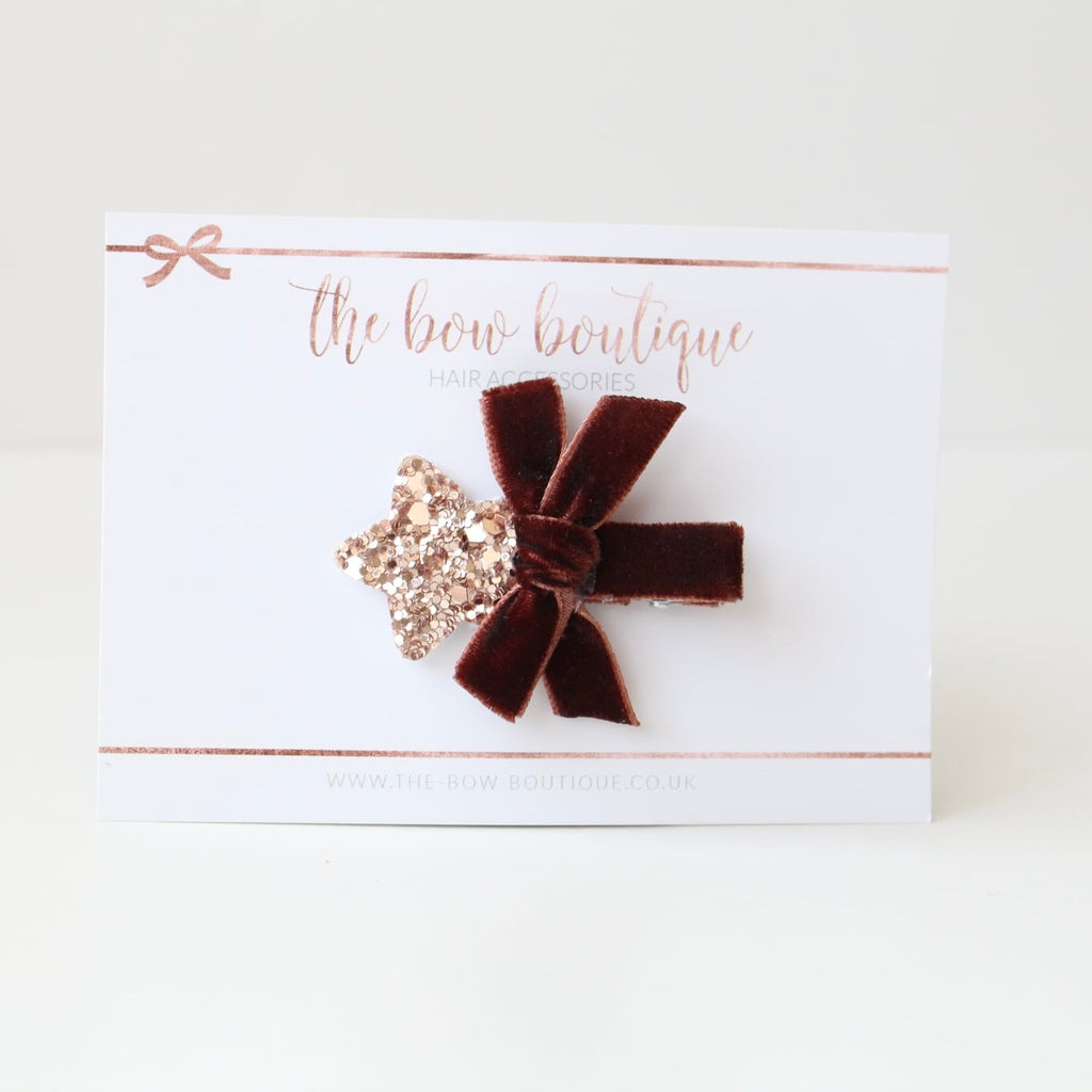 Velvet star bow | Chocolate