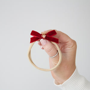 Christmas red reindeer velvet bows