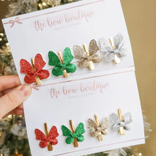 Load image into Gallery viewer, Christmas glitter butterfly clip set