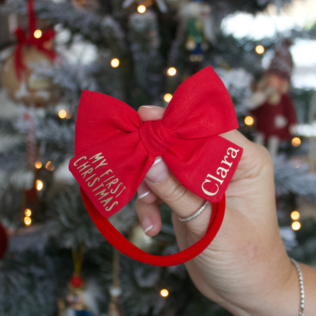 My first Christmas personalised Bow | Clip, headband or bobble