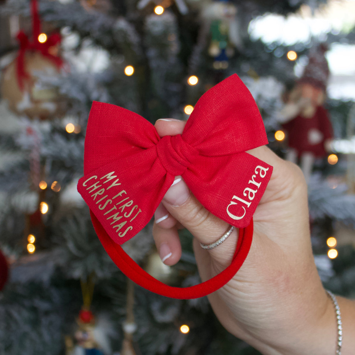 My first Christmas personalised Bow | Clip, headband or bobble