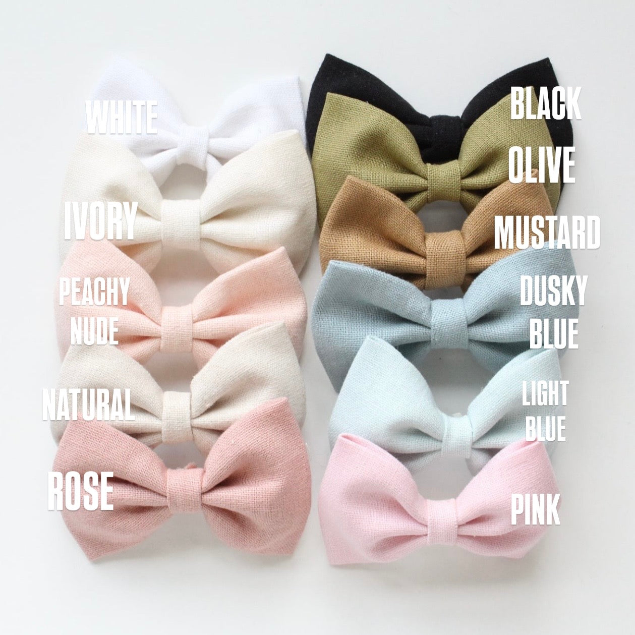 Cottage linen bow | 3 Sizes | 13 Colours | Clip, headband or bobble