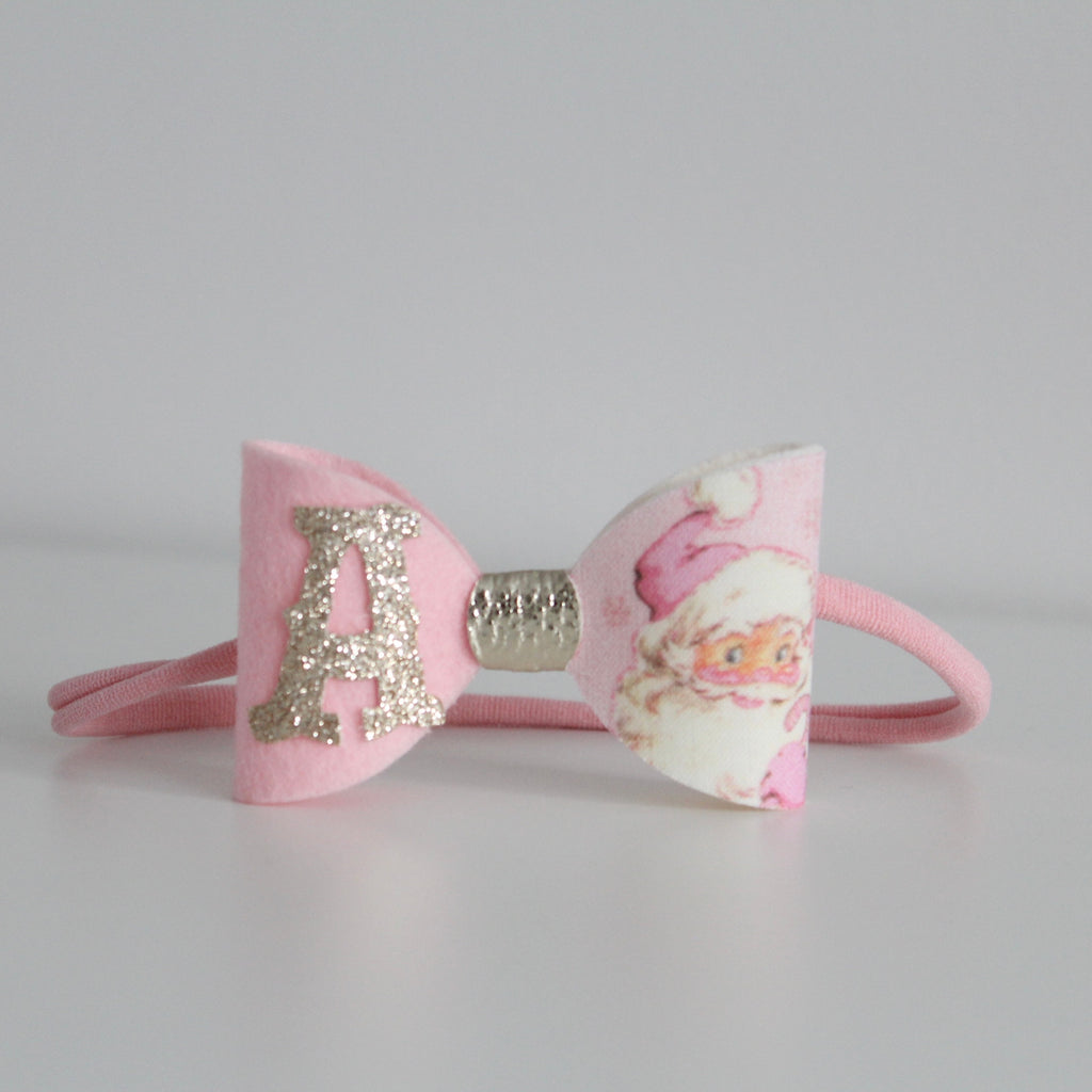 Pink Santa claus bow | Clip or bobble