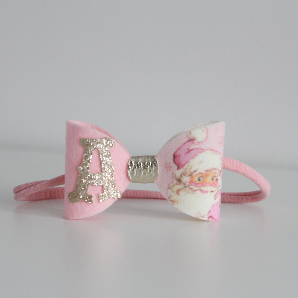 Pink Santa claus bow | Clip or bobble