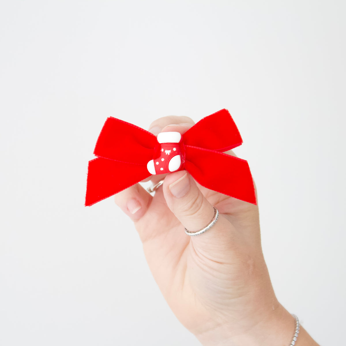 Velvet stocking bow | Clip or headband