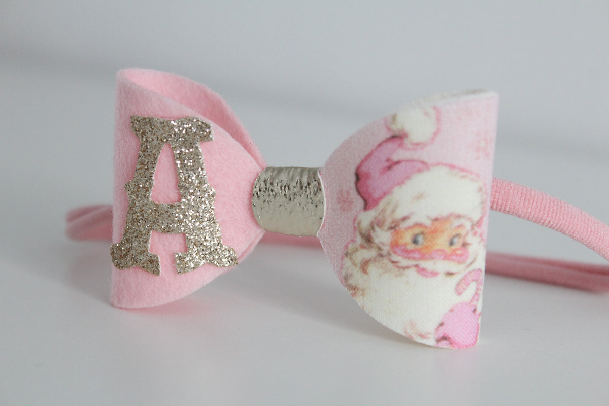 Pink Santa claus bow | Clip or bobble
