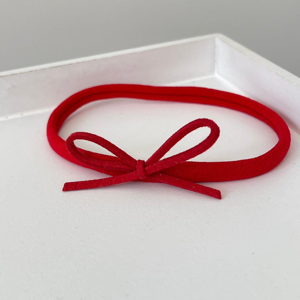Red mini suede bow | Clip or headband | 2 Sizes