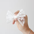 White lace bow | Clip or headband