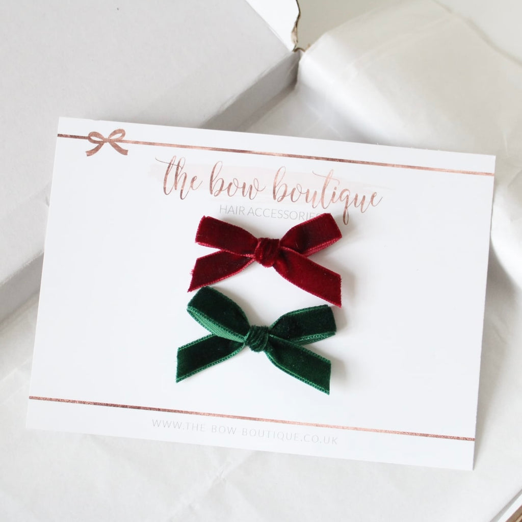 Christmas velvet set | Clips or headbands