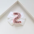 Birthday double pinch ribbon bow | White | Clip, headband or bobble