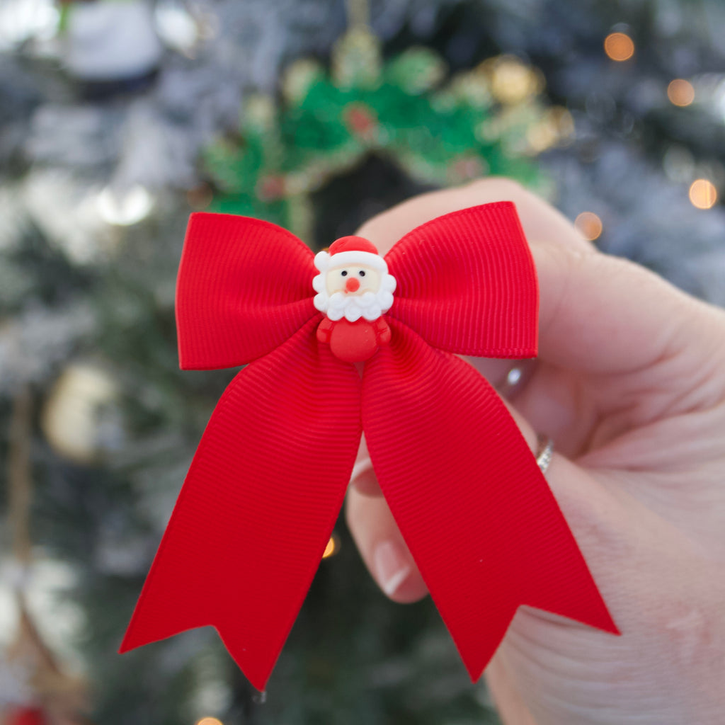 Santa ribbon bow | Clip or headband