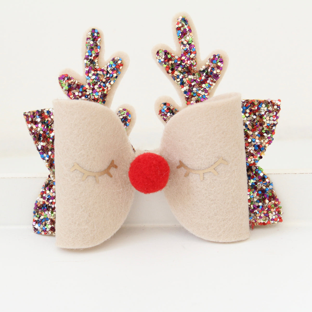 Traditional Christmas reindeer bows | Clip or headband