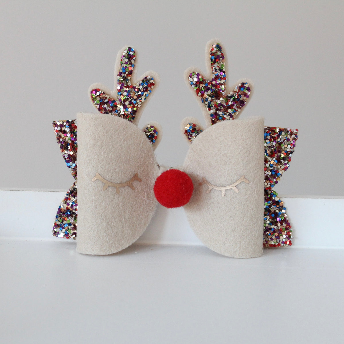 Traditional Christmas reindeer bows | Clip or headband