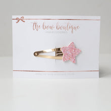 Load image into Gallery viewer, Glitter star snappy clips | 21 colours
