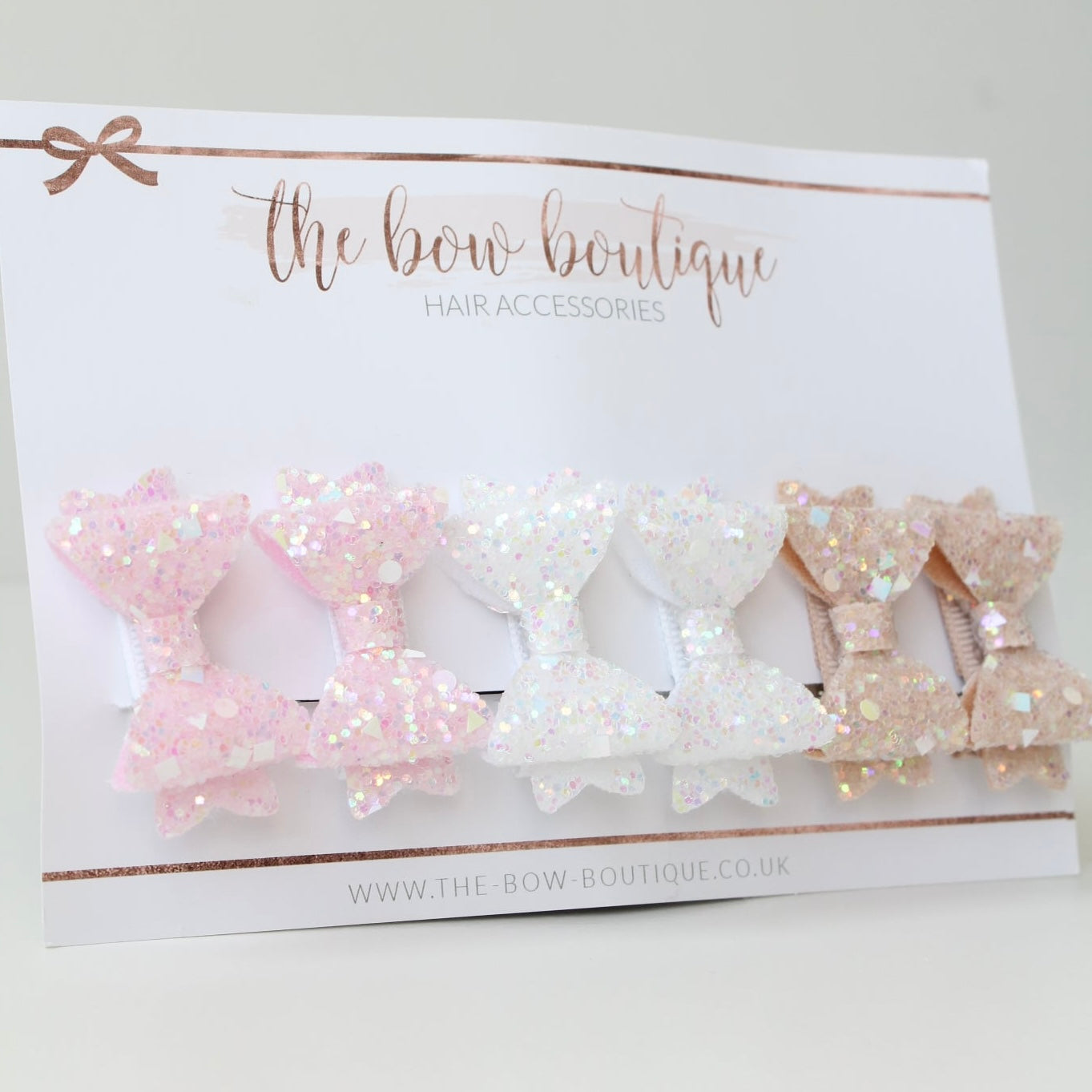 Set of pigtail glitter bows | clips or bobbles