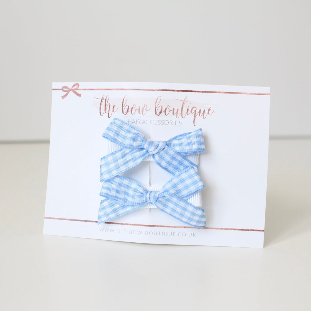 School gingham hand tied bows (9 Colours)