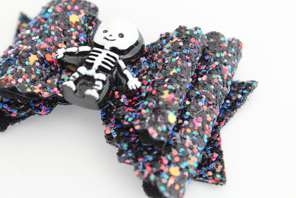 Halloween large skeleton bows - Clip or headband