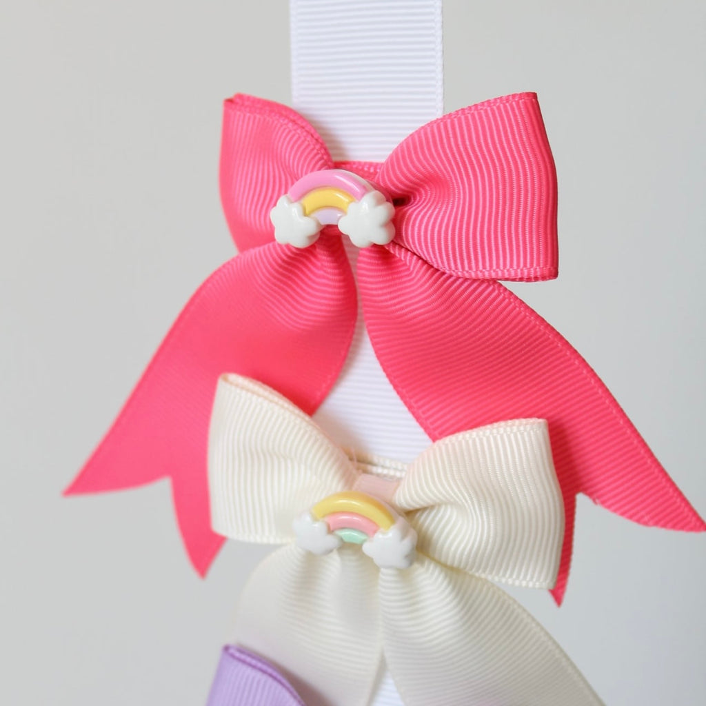 Rainbow long tail pinch bows | 6 colours | Clip or bobble