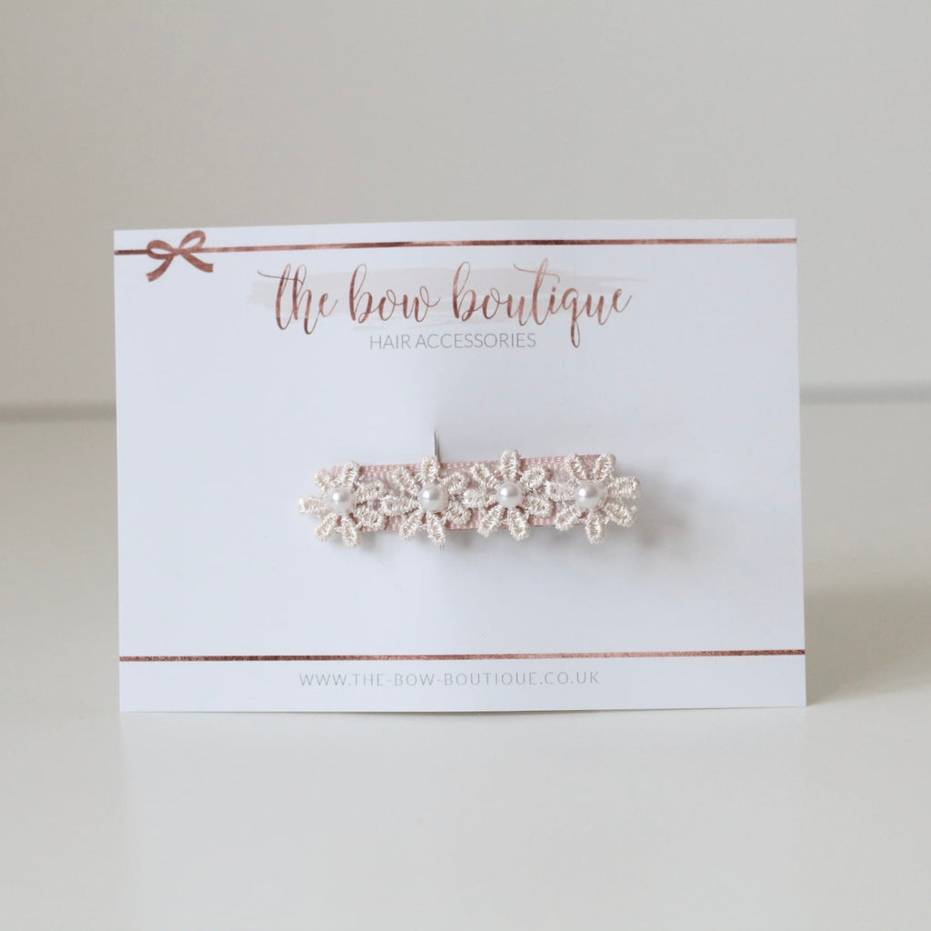 Delicate soft  light dusky pink daisy & pearl  flowers | Clip or headband
