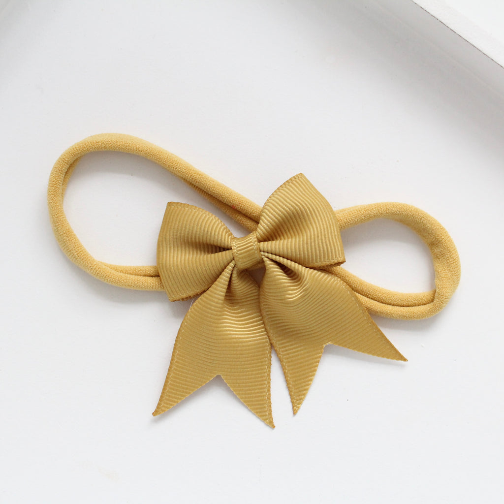 Short tail pinch ribbon bow headbands | 28 colours